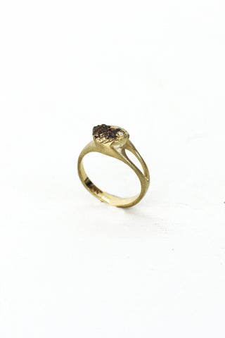 14k yellow gold and raw diamond ring