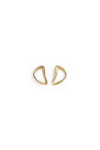 14k yellow gold stud earrings, simple earrings, hole everyday earrings by lacuna jewelry