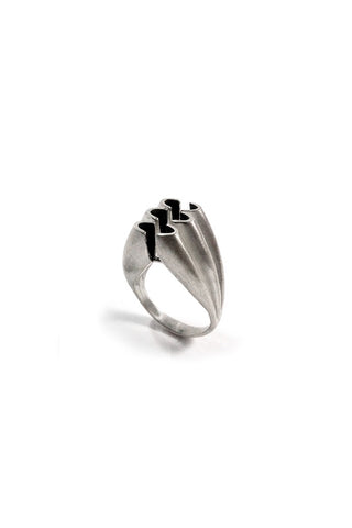 contemporary unique chunky sterling silver ring by lacuna jewelry