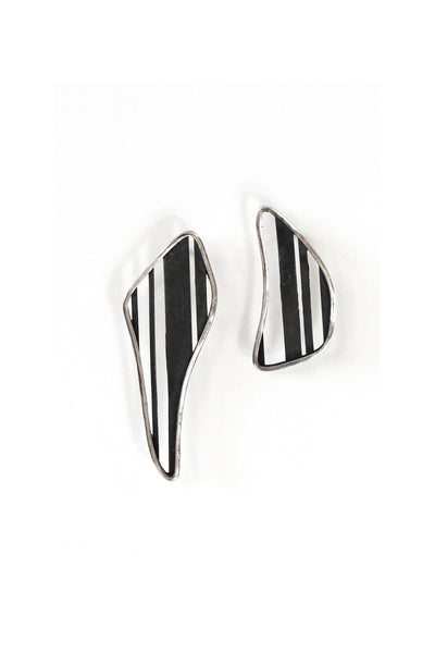 asymmetrical contemporary elegant silver earrings by lacuna jewelry