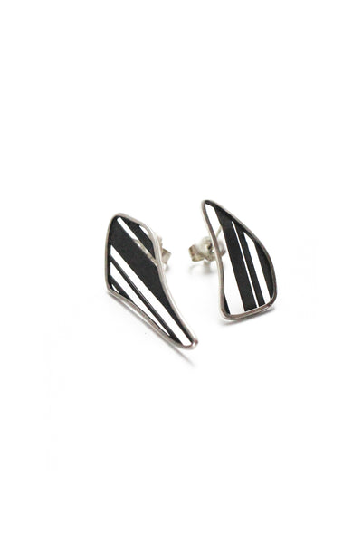 asymmetrical contemporary elegant silver earrings by lacuna jewelry