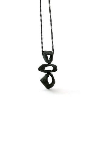 unique raw oxidized sterling silver pendant necklace