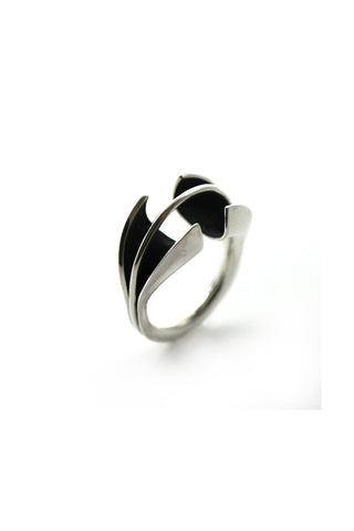 contemporary unique sterling silver ring by lacuna jewelry