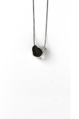 contemporary organic silver pendant necklace