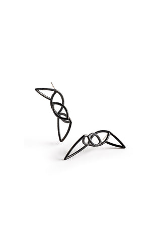 unique handmade goth punk black silver stud earrings by lacuna jewelry