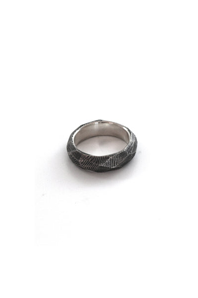 raw texture sterling silver men ring band by lacuna jewelry