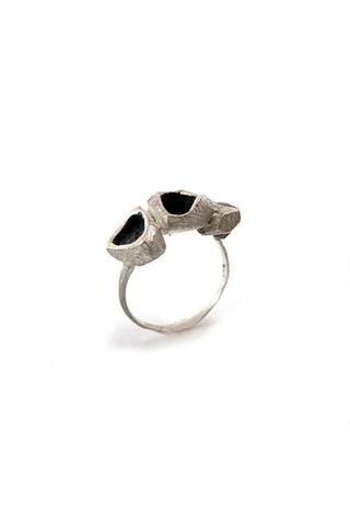 unique raw organic sterling silver ring by lacuna jewelry