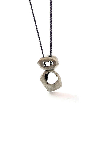 raw unique statement unisex silver pendant necklace