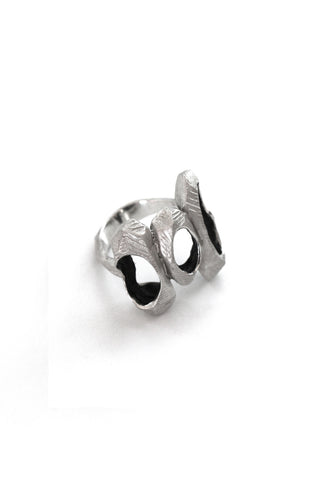 unique contemporary organic chunky raw silver ring by lacuna jewelry