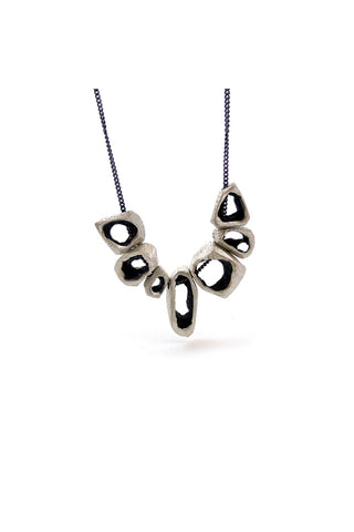 raw organic statement silver charm pendant necklace