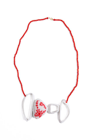 contemporary necklace, statement pendant necklace ceramic by lacuna jewelry