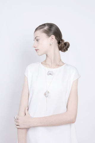contemporary necklace, statement pendant necklace ceramic, lacuna jewelry, yafit ben meshulam, made in israel