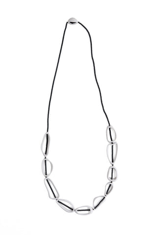 long contemporary necklace, art to wear, design for designers, ceramic necklace by lacuna jewelry