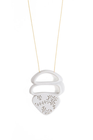 contemporary necklace, statement pendant necklace ceramic by lacuna jewelry