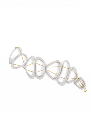 contemporary bracelet, white bracelet, unique bracelet by lacuna jewelry, yafit ben meshulam