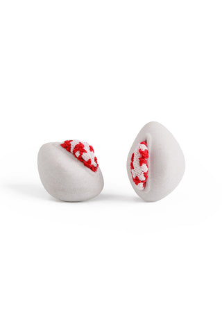 artistic stud earrings, unique stud earrings, embroidery stud earrings, contemporary stud earrings, lacuna jewelry, yafit ben meshula, lacuna jewelry