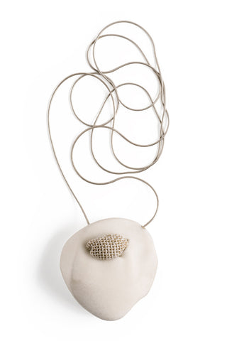 Pendant necklace, White pendant, white necklace, contemporary pendant necklace, art to wear, design for designers, jewelry design, ceramic jewelry, ceramic pendant, minimal, stylish, new pendant necklace, quality, limited edition, online shopping, statement jewelry, jewellery, simplicity, future, sustainable, different, ageless, jewelry for her, altbride, unique jewelry, wear art, alternative jewelry, beauty, lacuna jewelry, yafit ben meshulam, lacuna shop