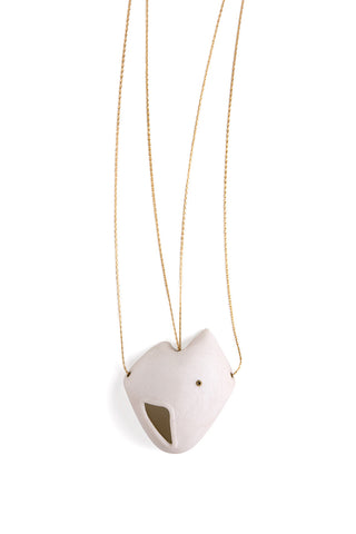 contemporary necklace, handmade and 3d printed ceramic by lacuna jewelry