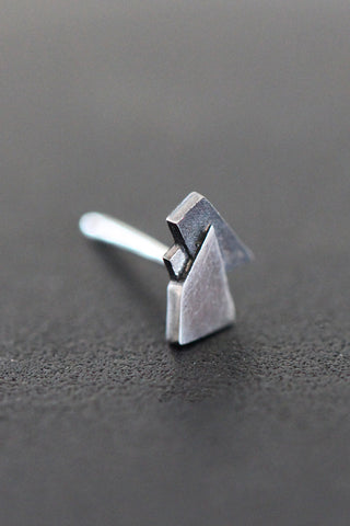 fragment stud earring, unique stud for men, silver post earring, punk earring, minimalist earring, modern earring