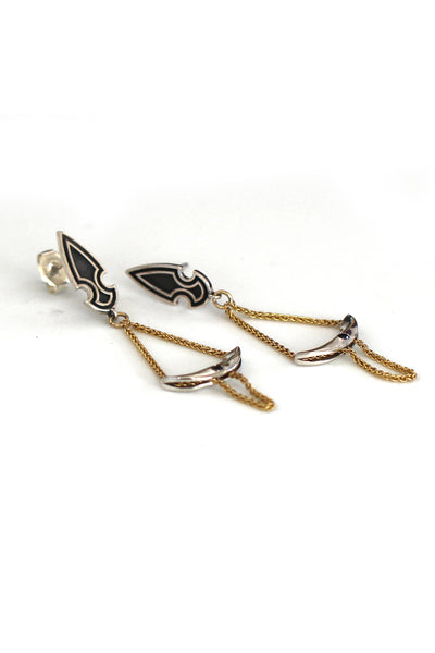 Victorian Earrings, Chain dangle Earrings, Statement Earrings, Unique Earrings, Dainty earrings, Ethnic earrings, Mixed Metal Earrings by lacuna jewelry