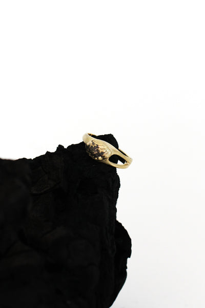 14k yellow gold and raw diamond ring