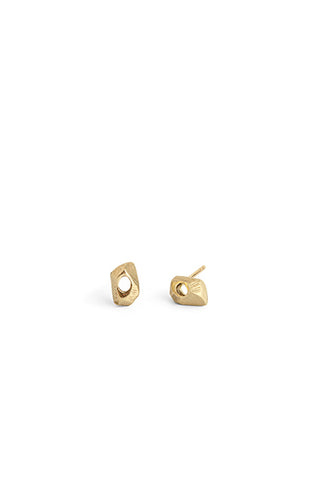 dainty organic natural 14k yellow gold tiny stud earrings by lacuna jewelry