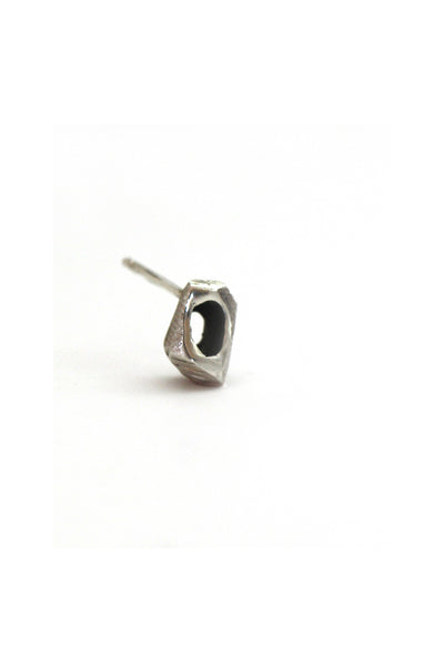 unique oxidized silver stud earring for men by lacuna jewelry