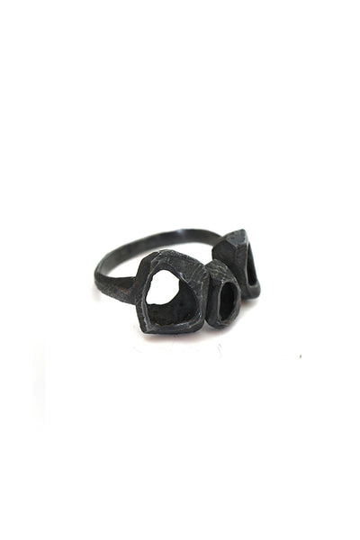 black unique organic chunky statement ring made from 925 sterling silver by lacuna jewelry