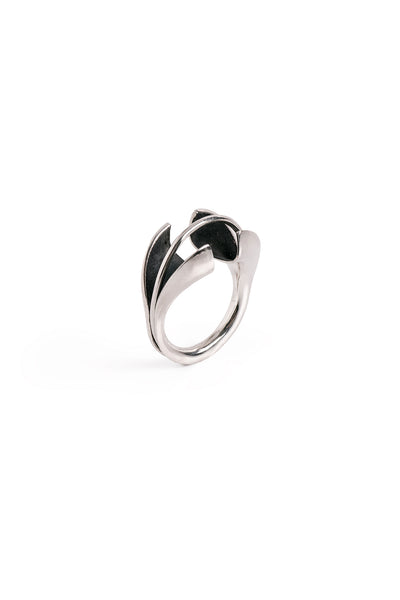 contemporary unique sterling silver ring by lacuna jewelry 
