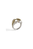 unique contemporary modern silver and brass ring by lacuna jewelry