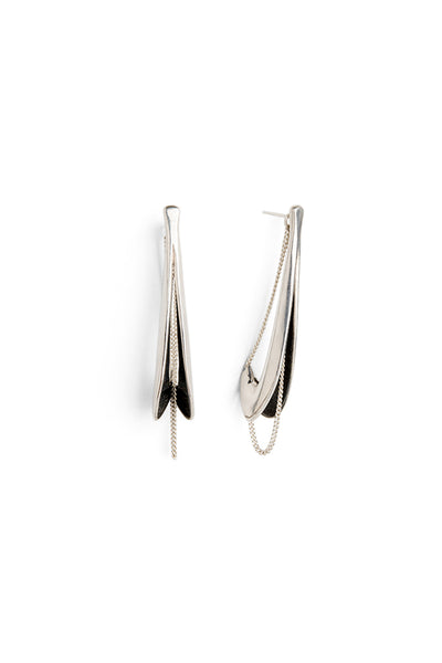 Unique handmade silver drop dangle stud earrings by lacuna jewelry