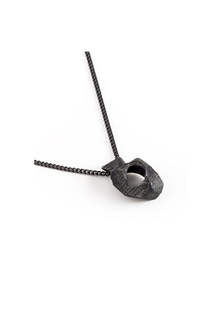 contemporary unisex oxidized silver pendant necklace