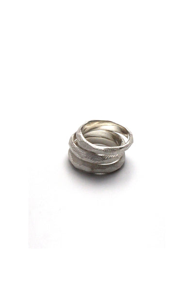 raw texture natural silver stocking ring bend 2