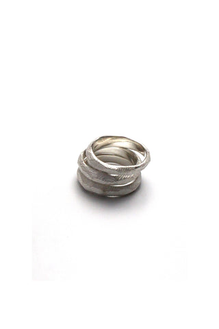 raw texture natural silver stocking ring bend 2