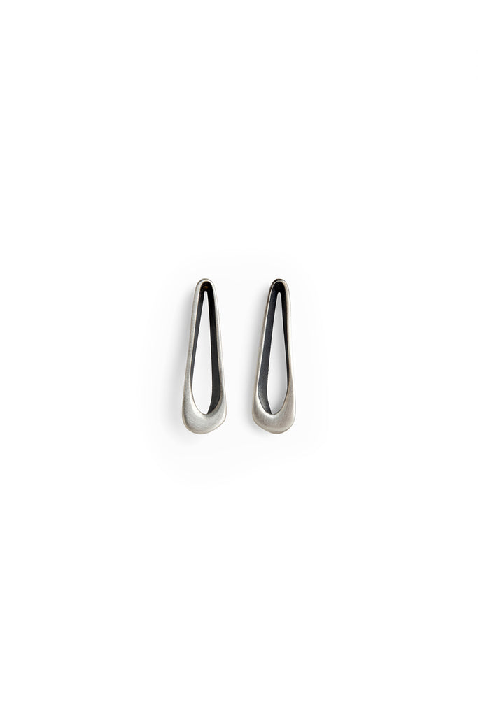 Long drop stud silver earrings, casual simple earrings by lacuna jewelry