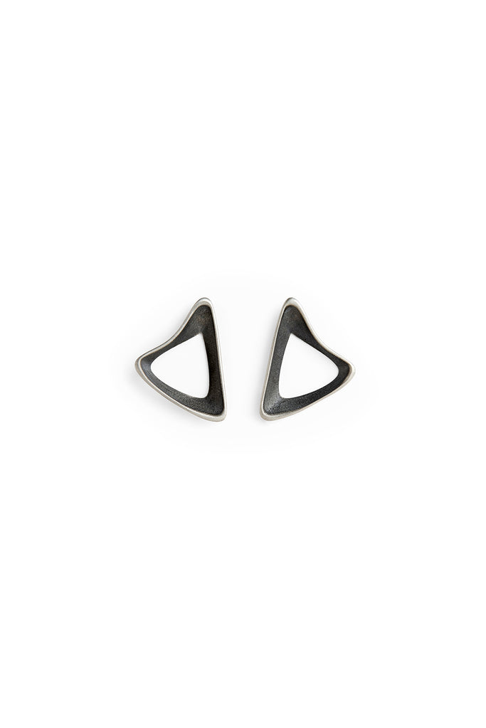 Silver earrings, black oxidized earrings, hole big earrings. big stud earrings by lacuna jewelry