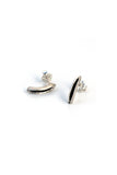 tiny  silver pea pod stud earrings by lacuna jewelry