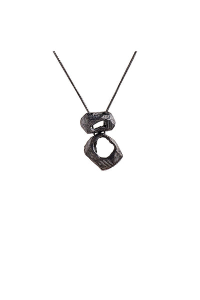 uniqu black oxidized unisex silver pendant necklace