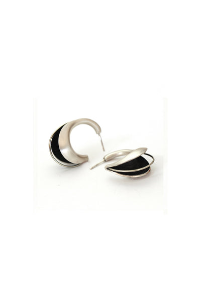 Unique chunky hoop earrings made from 925 Sterling Silver oxidized