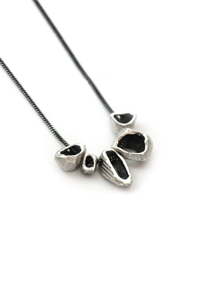 CONTEMPORARY RAW SILVER CHARM PENDANT NECKLACE