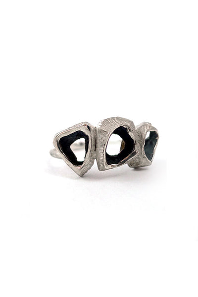 unique raw organic sterling silver ring by lacuna jewelry