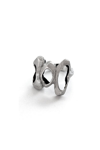 unique contemporary organic chunky raw silver ring by lacuna jewelry