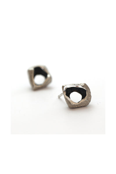 unique natural organic silver stud earrings by lacuna jewelry