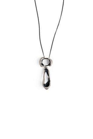 contemporary raw sterling silver pendant necklace  