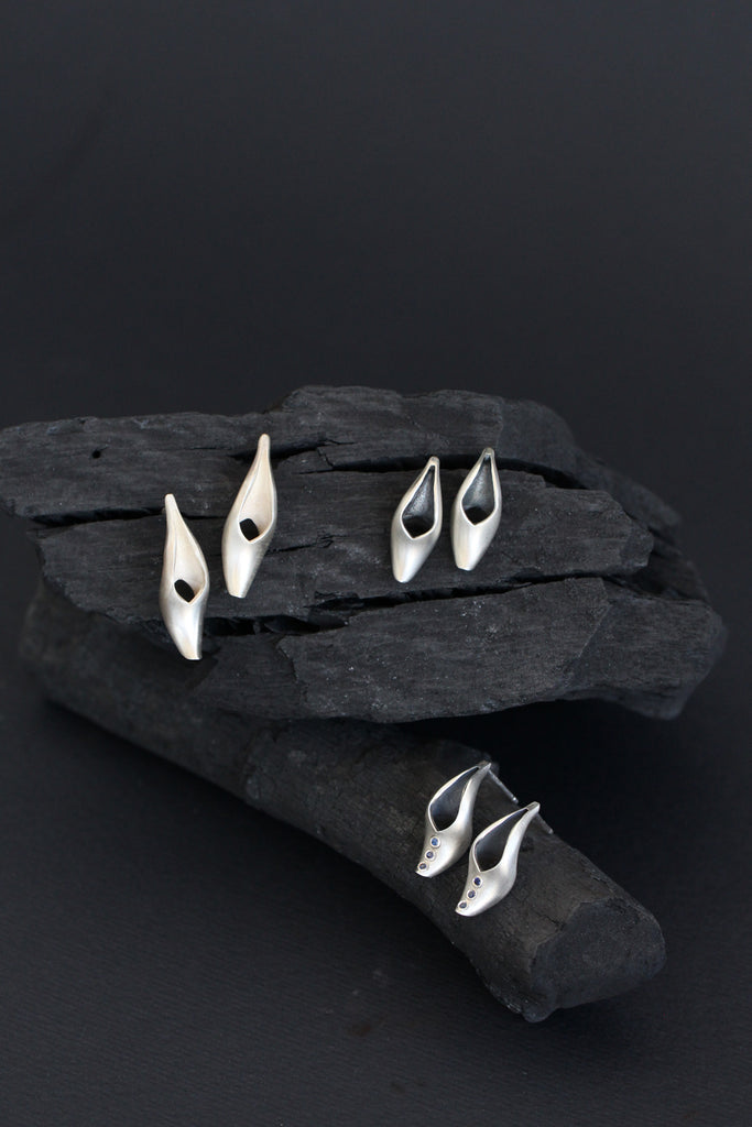 Silver stud elegant earrings, unique oxidized earrings, casual and formal look