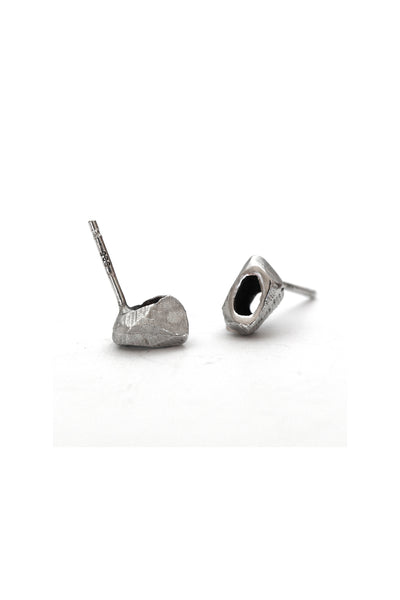 natural organic silver stud earrings by lacuna jewelry