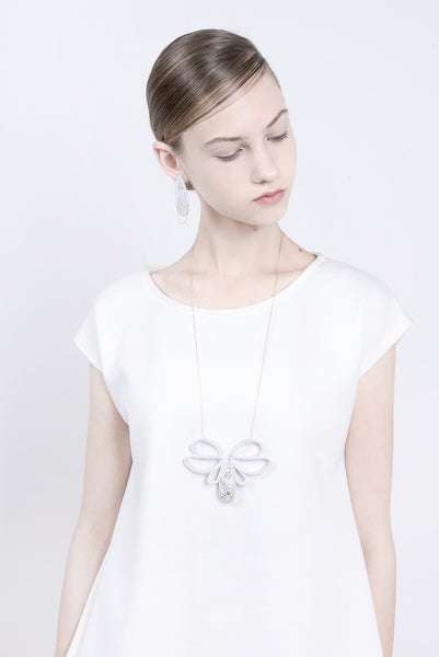 contemporary statement pendant necklace, big white pendant necklace by lacuna jewelry