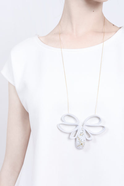contemporary statement pendant necklace, big white pendant necklace by lacuna jewelry