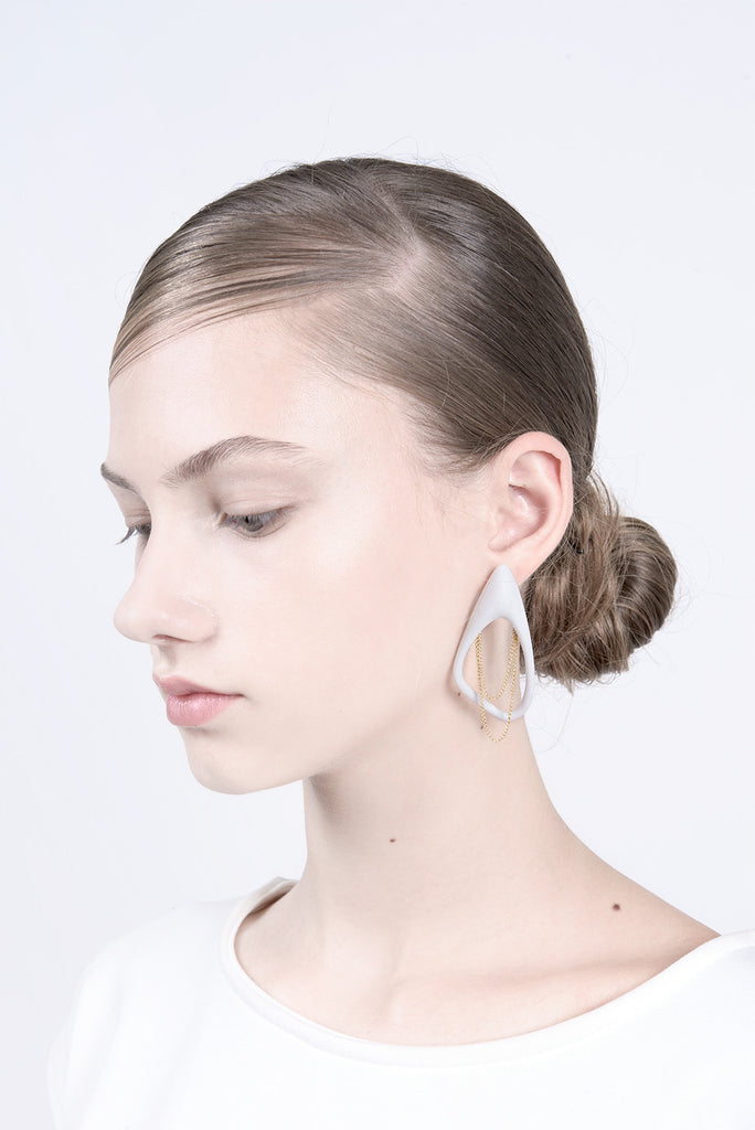 contemporary long earrings for bride, long studs, statement earrings by lacuna jewelry
