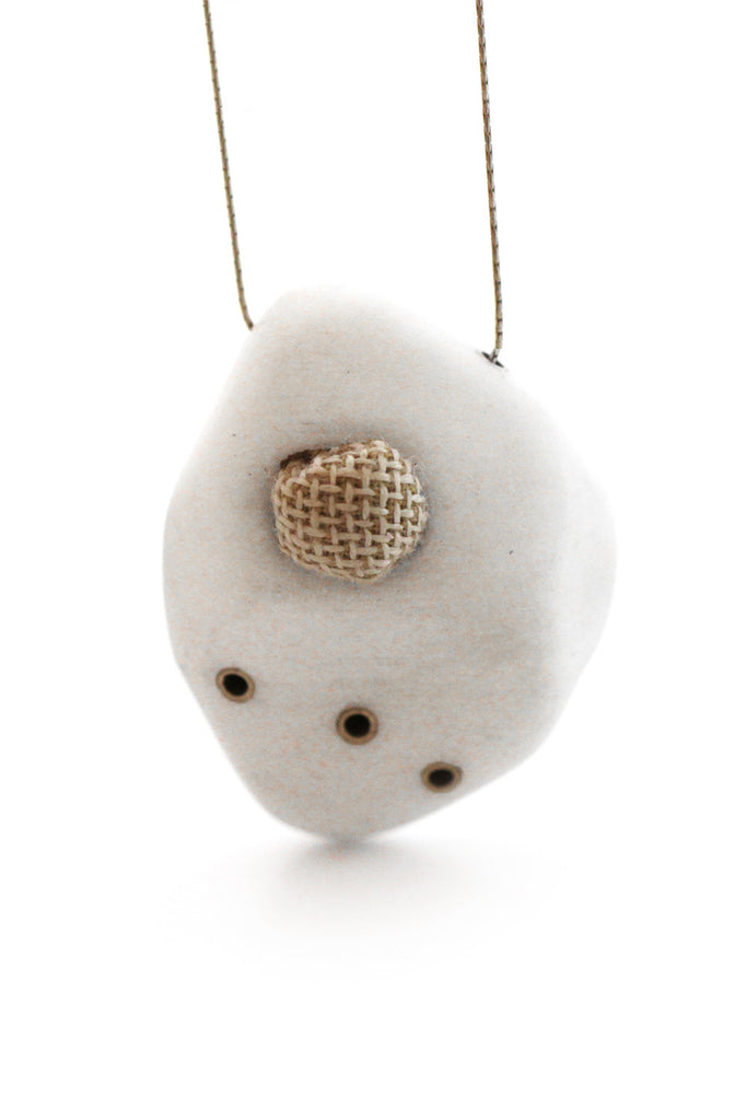 contemporary necklace, handmade and 3d printed ceramic by lacuna jewelry
